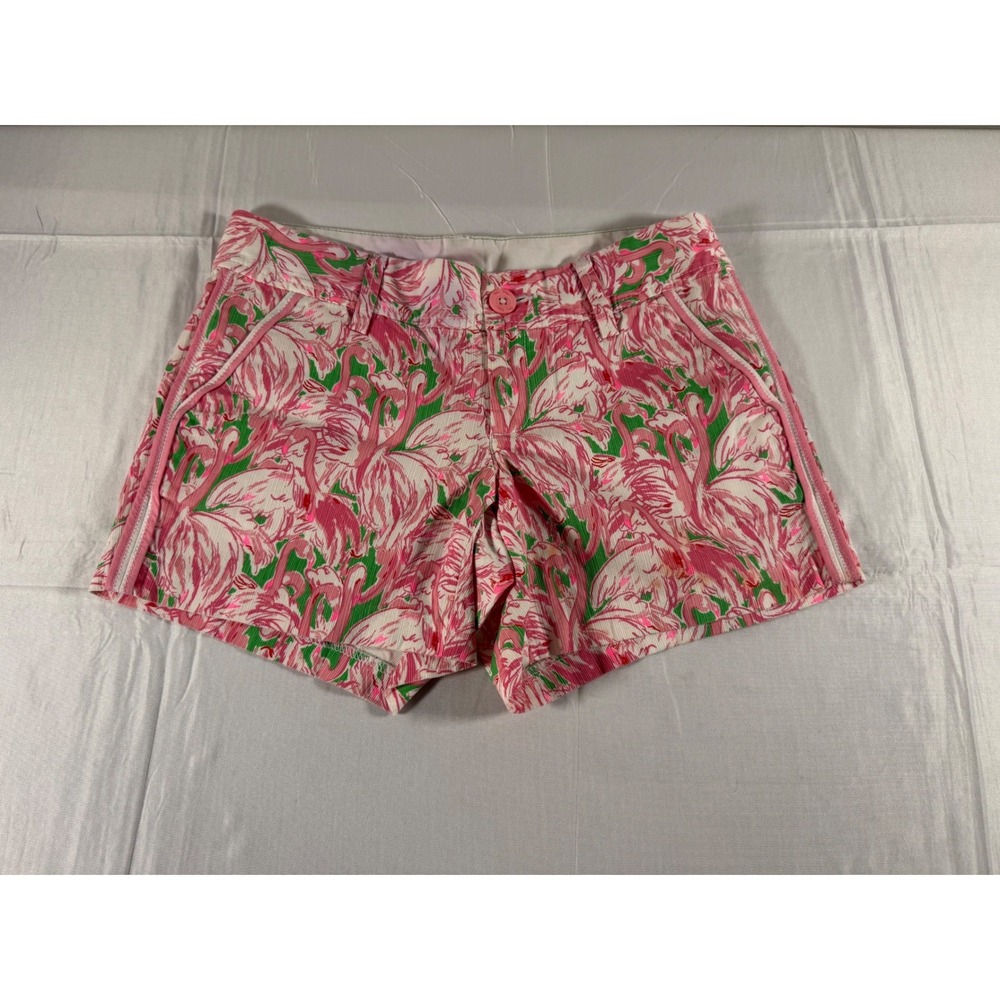 Lilly Pulitzer Callahan Shorts Pink Green Flamingo Corduroy Size 2 Tropical